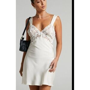 Lioness Bel Air Mini Dress Ivory Lace Trim Mini Slip Lingerie‎ Bridal Medium